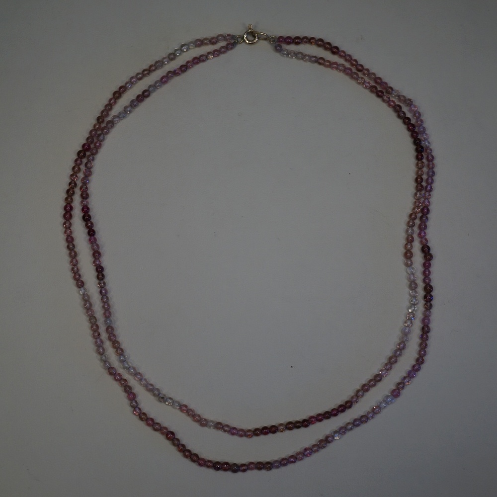 16.5" 3mm Rd Genuine Pink Tourmaline Bead Necklace